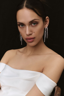 Shashi Pear Diamond Drop Earring In Silver
