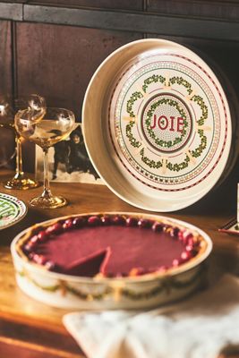 Bistro Tile Stoneware 24k Gold Accent Festive Pie Dish
