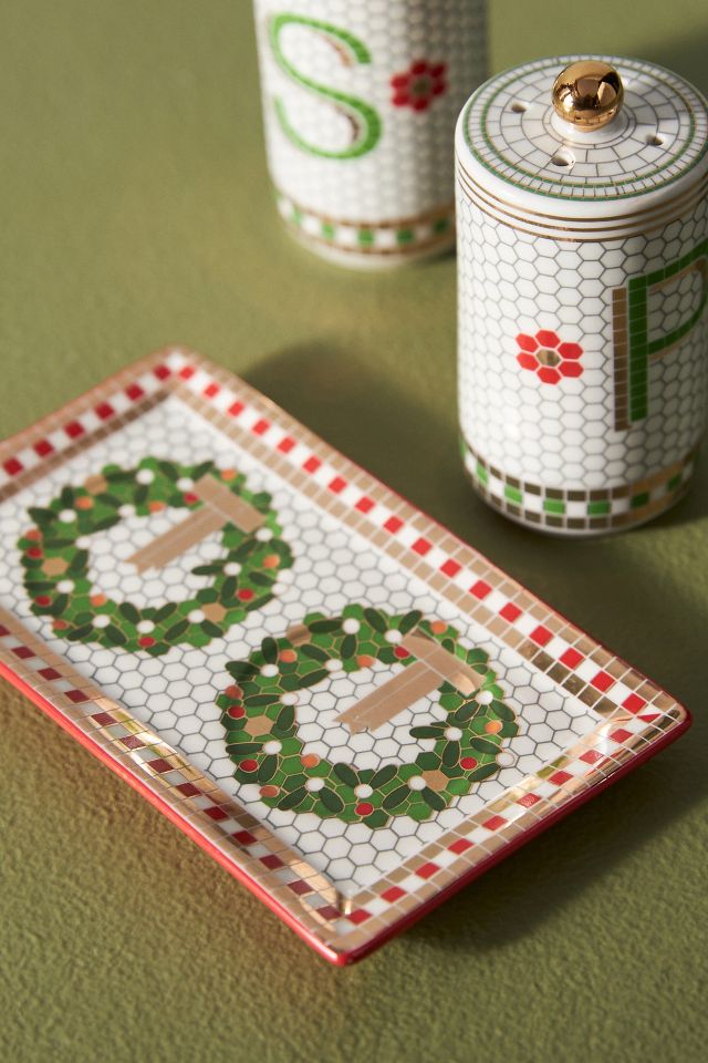 Festive Tile Handpainted Stoneware Salt & Pepper Shakers #2
