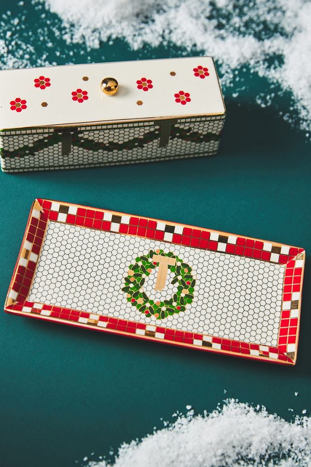 Festive Tile Handpainted Stoneware Butter Dish #1