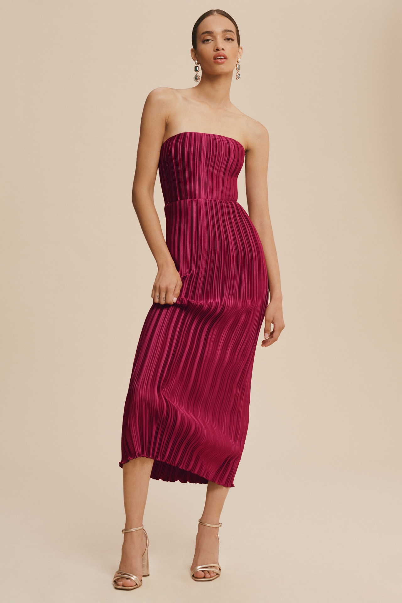 L'IDEE Gatsby Cold-Shoulder Midi Dress