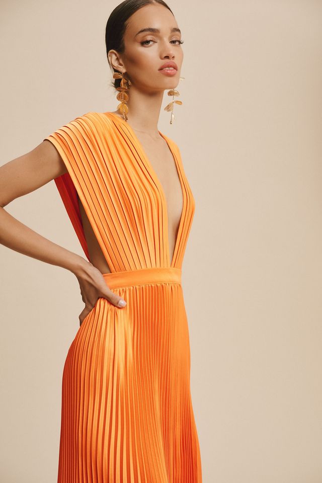 L'IDEE Gala Deep-V Pleated A-Line Maxi Dress #2