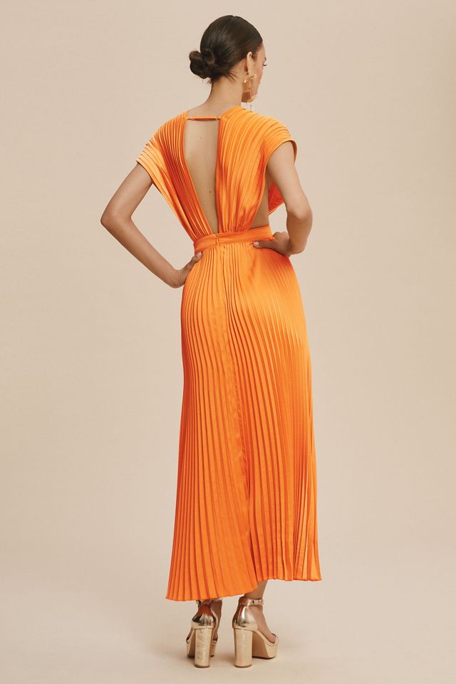 L'IDEE Gala Deep-V Pleated A-Line Maxi Dress #3