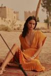 l'idee gala deep-v pleated a-line maxi dress L'IDEE Gala Gown