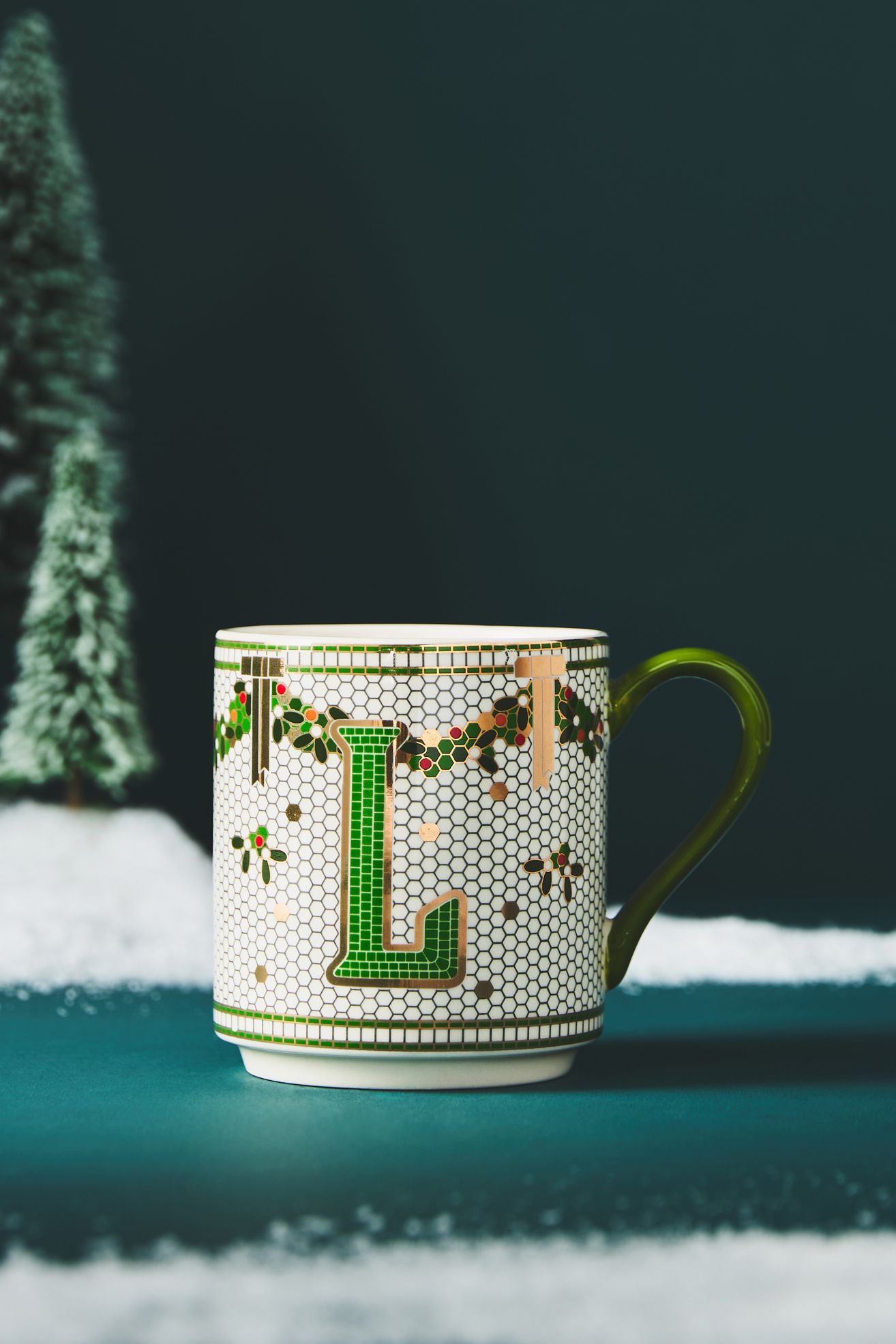 The Bistro Tile Stoneware Monogram Mug: Festive Edition - L, Standard, One Size
