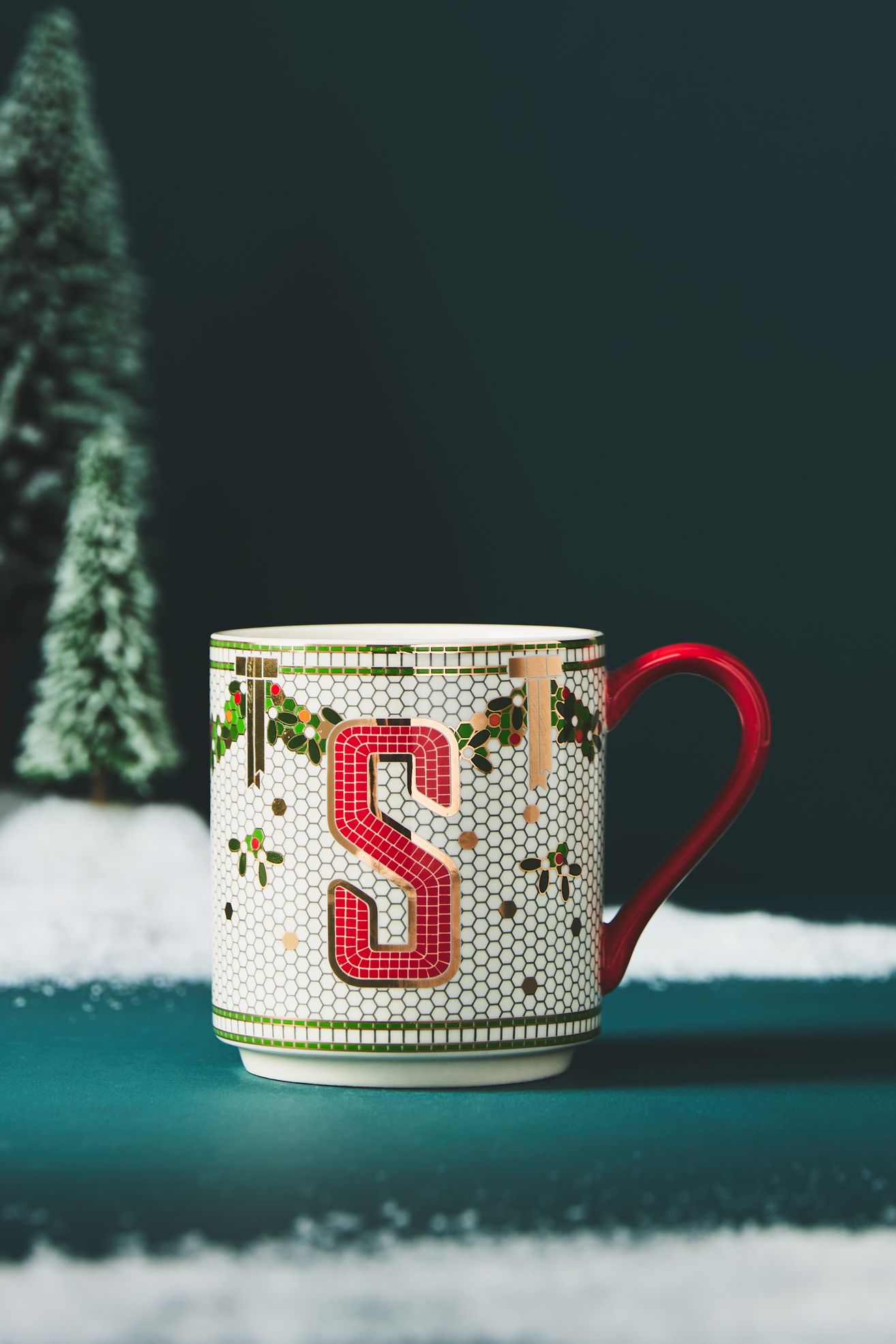 The Bistro Tile Stoneware Monogram Mug: Festive Edition - S, Standard, One Size