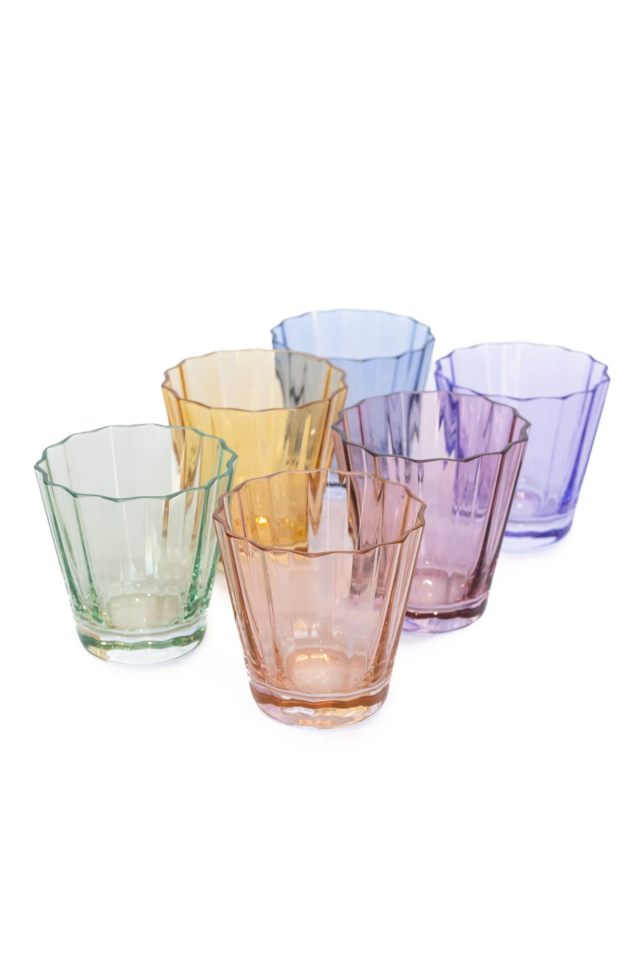 Estelle Colored Glass Sunday Low Ball Mixed Glass Set - Pastel Mixed, Standard, Set Of 6