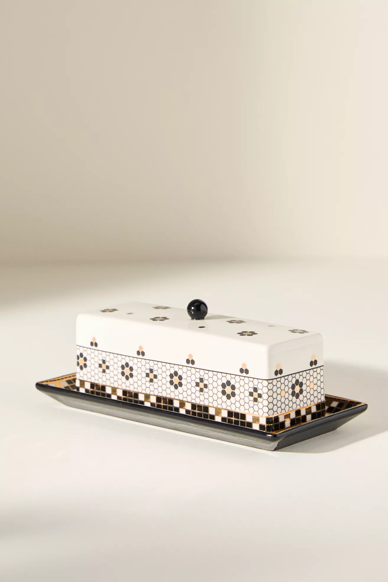 Bistro Tile Stoneware Butter Dish