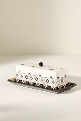 The Bistro Tile Stoneware Butter Dish