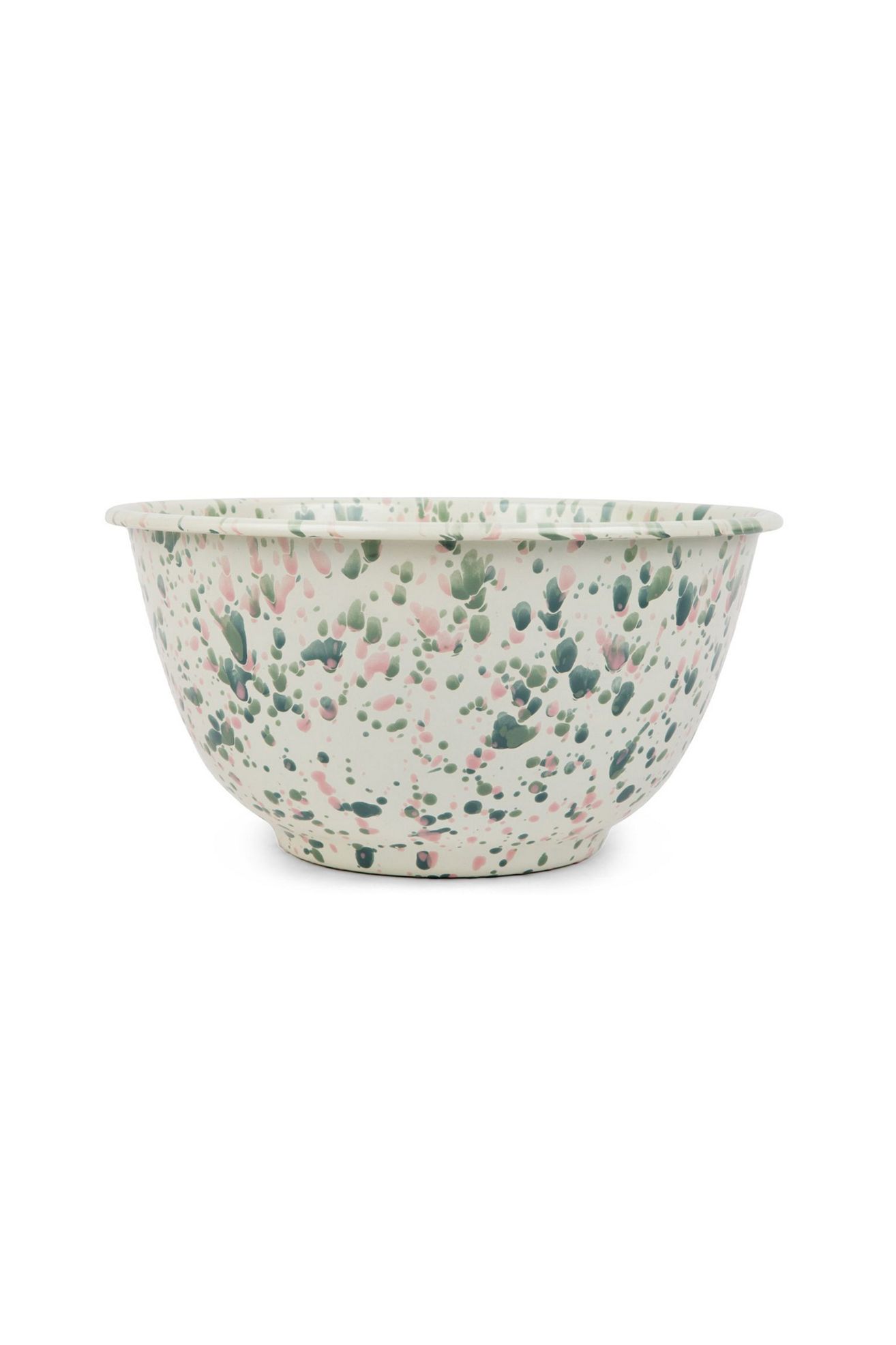 Crow Canyon Home Catalina Enamelware Large Salad Bowl - Mint Hibiscus
