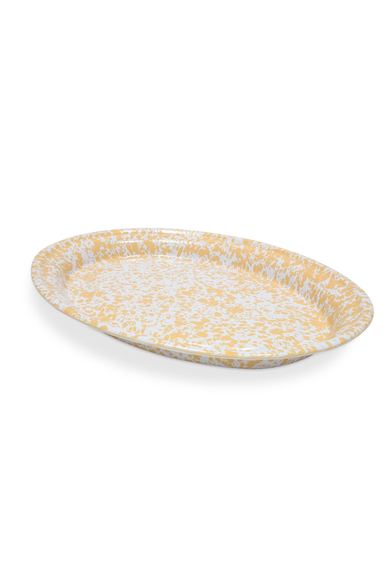 Crow Canyon Home Splatter Enamelware Oval Platter - Yellow Splatter, Standard, One Size