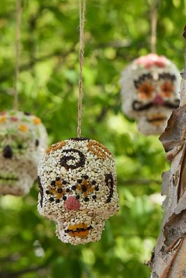 Bird Seed Sugar Skull Ornament