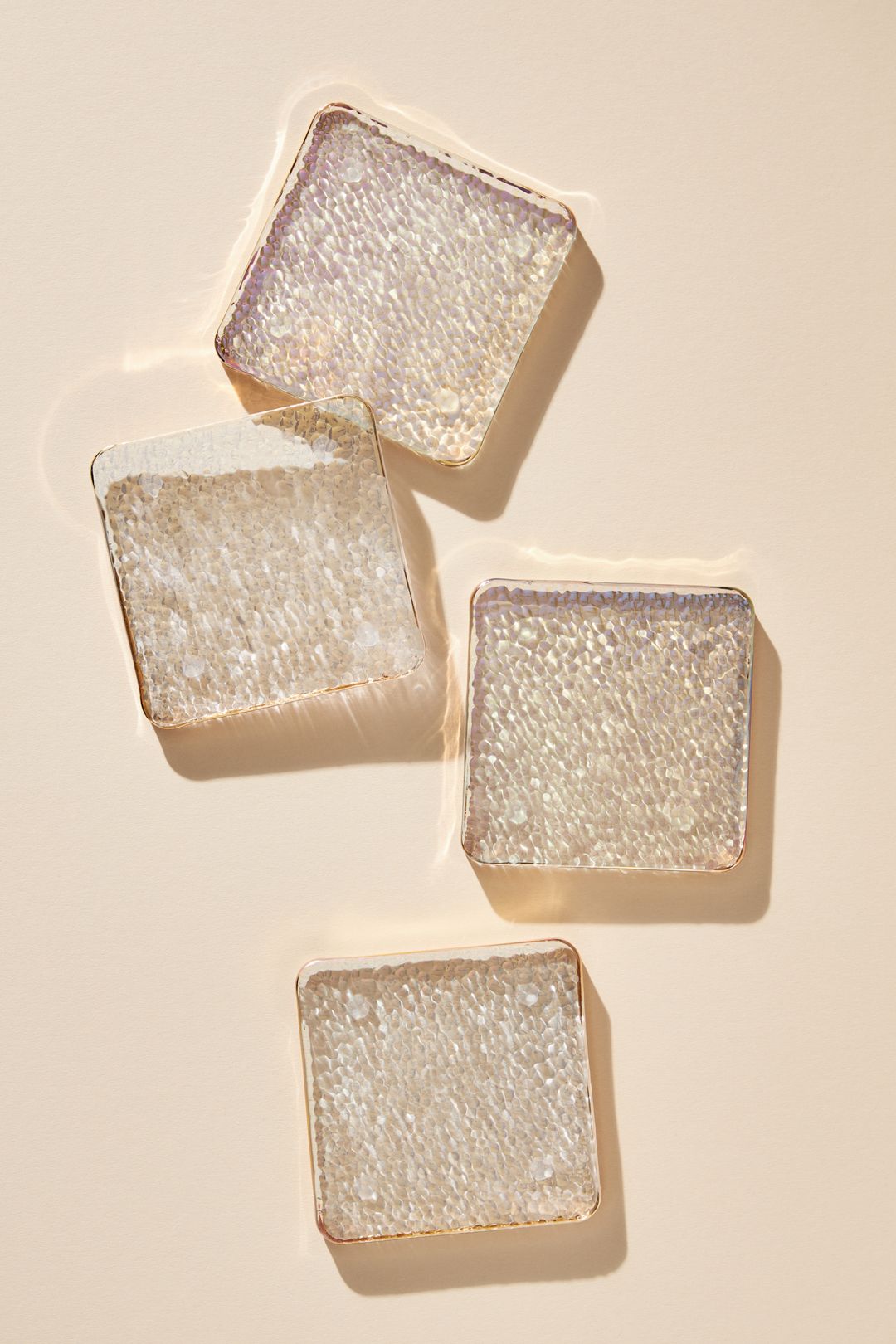 Zaza Lustered Coasters, Set of 4 - Gold, Set Of 4