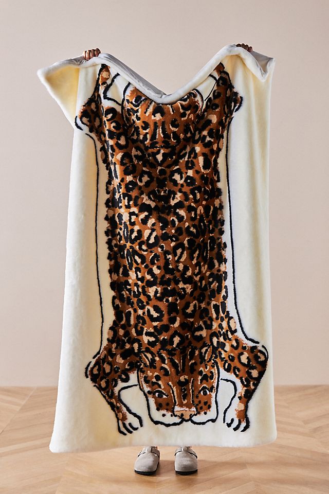 Leopard Faux Fur Throw Blanket