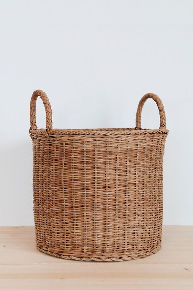 Rattan Storage Basket with Handles, Large, Brown Laundary baskets