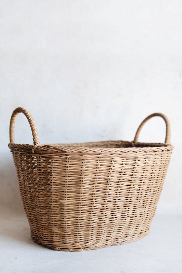 Woven Basket with Handle, Vietnam Traditional Handmade Rattan