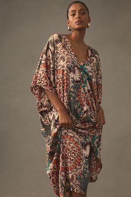 Printed Satin Kaftan | Anthropologie