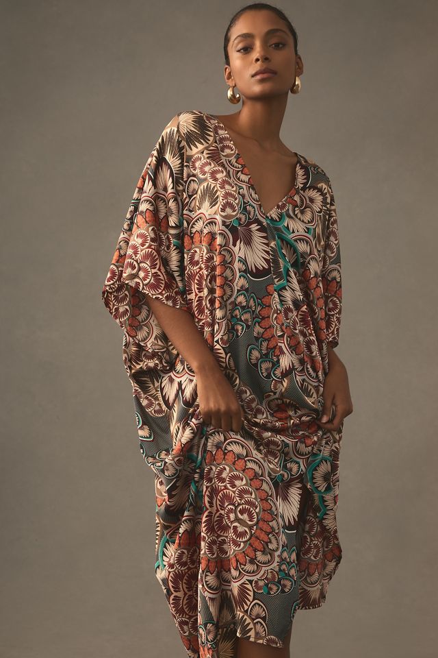 Printed Satin Kaftan | Anthropologie