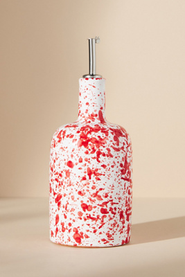 Vietri Amalfitana Aqua Splatter Olive Oil Bottle 10" In Red