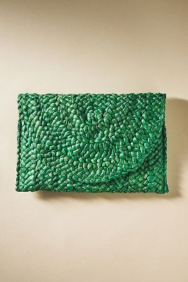 By Anthropologie Simonetta Straw Clutch In Green