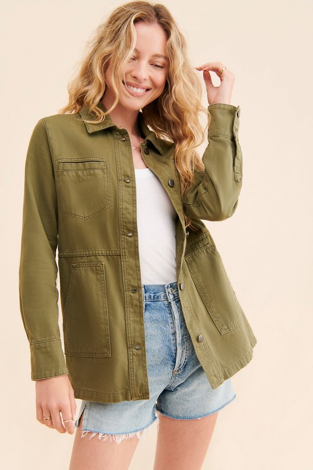 KHAKI Utility shacket, Womens Jackets