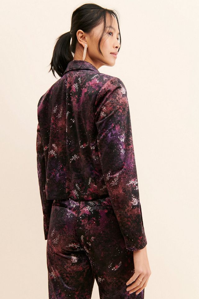 Scotch & Soda Printed Velvet Cropped Blazer #1