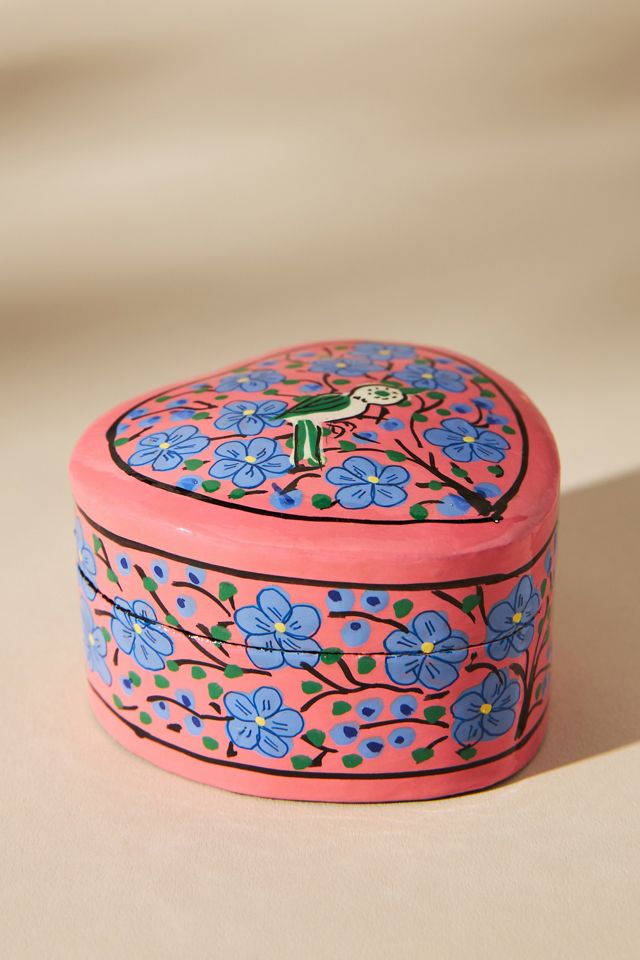 Paper Mache Heart Trinket Box #1