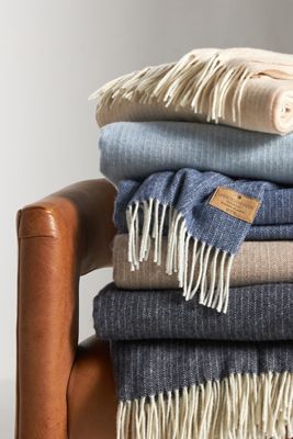 Pinstripe Cashmere Throw Blanket