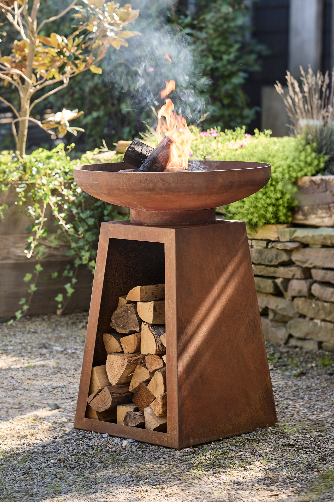 Weathering Steel Pedestal Bowl Fire Pit