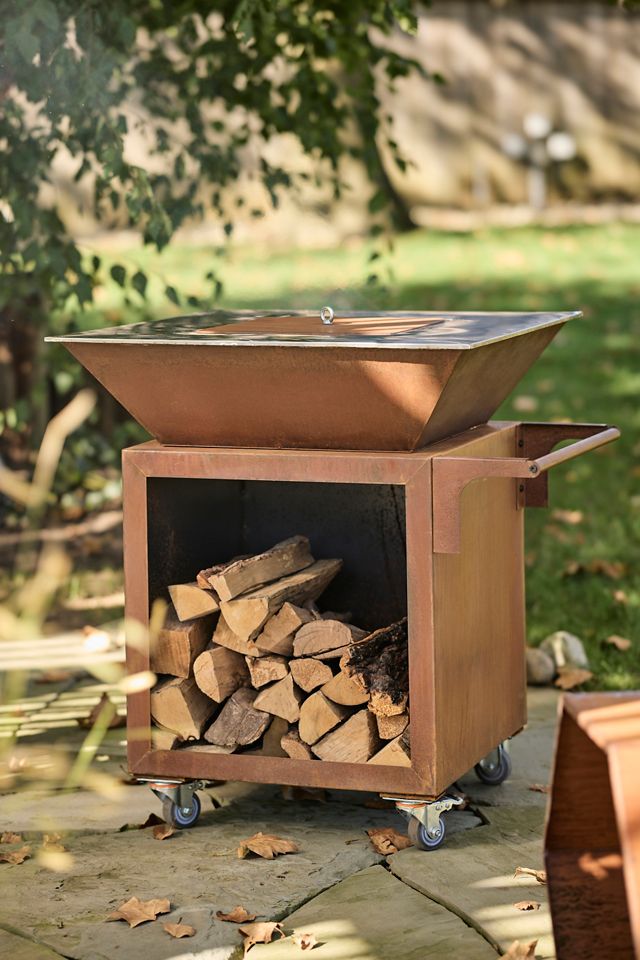Weathering Steel Rolling Fire Pit #1