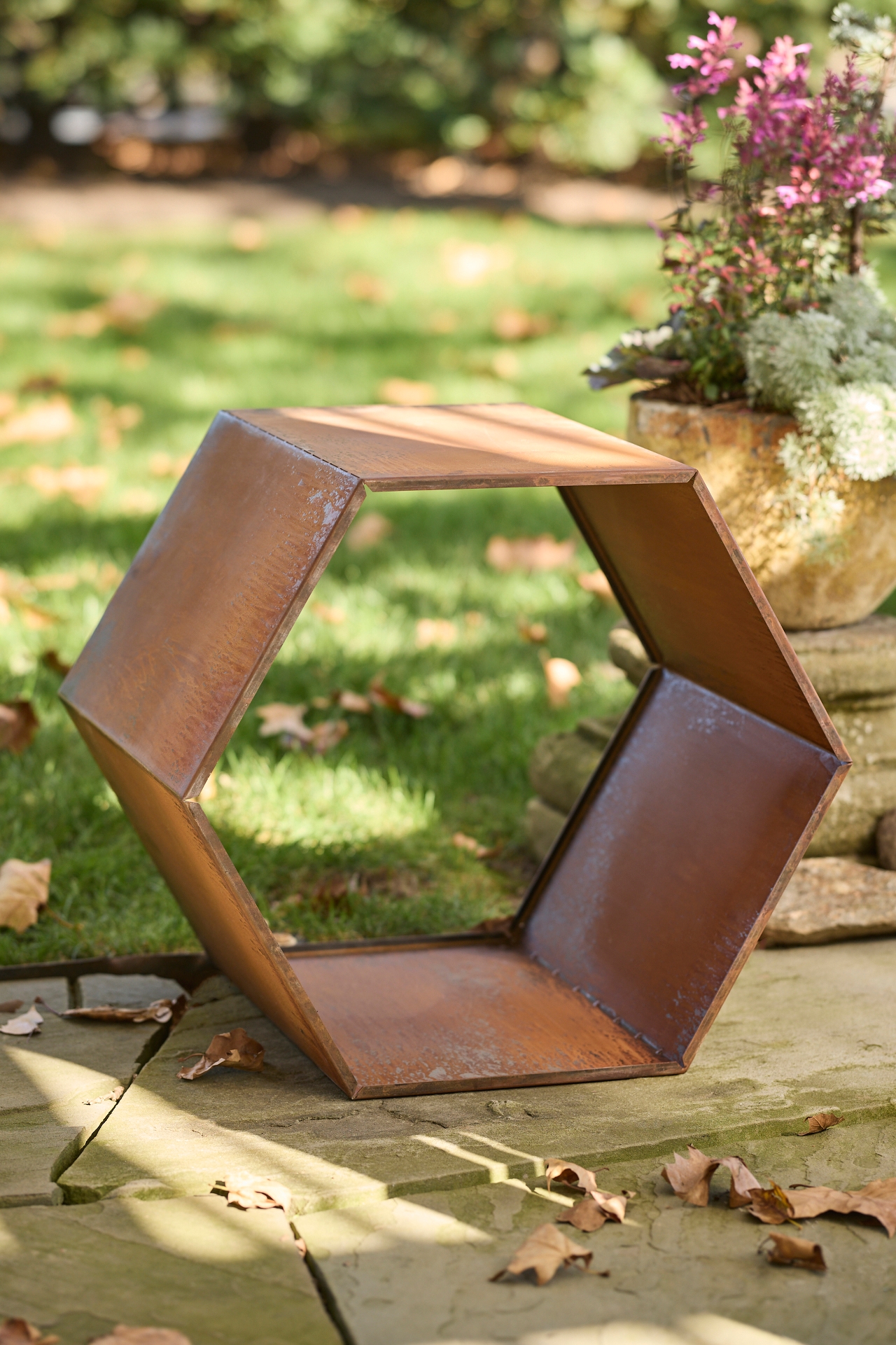 Weathering Steel Hexagon Log Holder