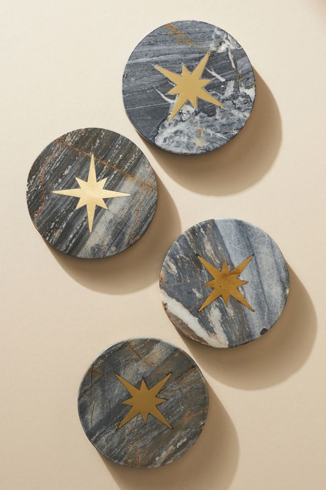 Catherine Martin for Anthropologie Starry Night Round Marble Coasters