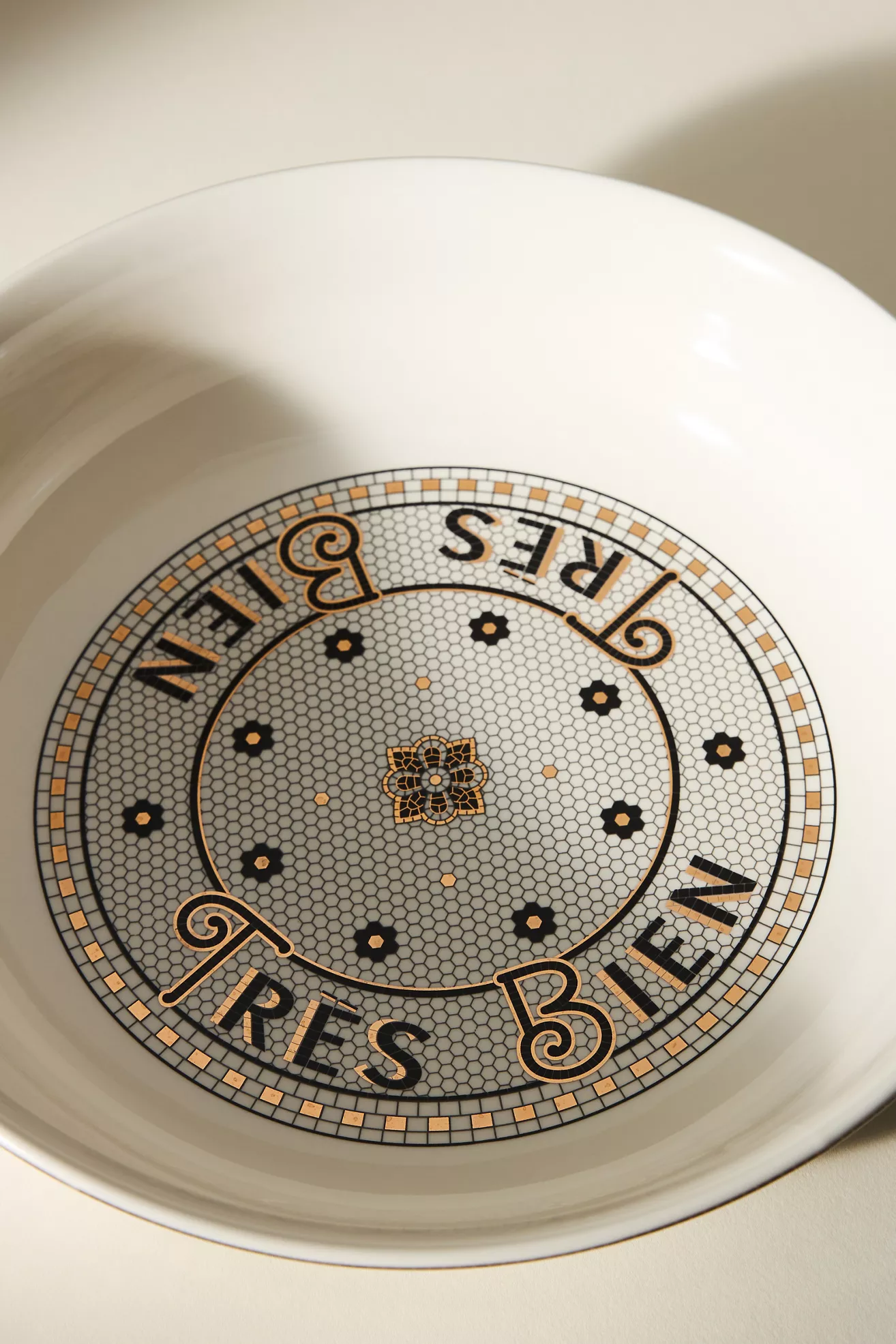 Bistro Tile Stoneware 24k Gold Accent Serving Bowl - thumbnail 2