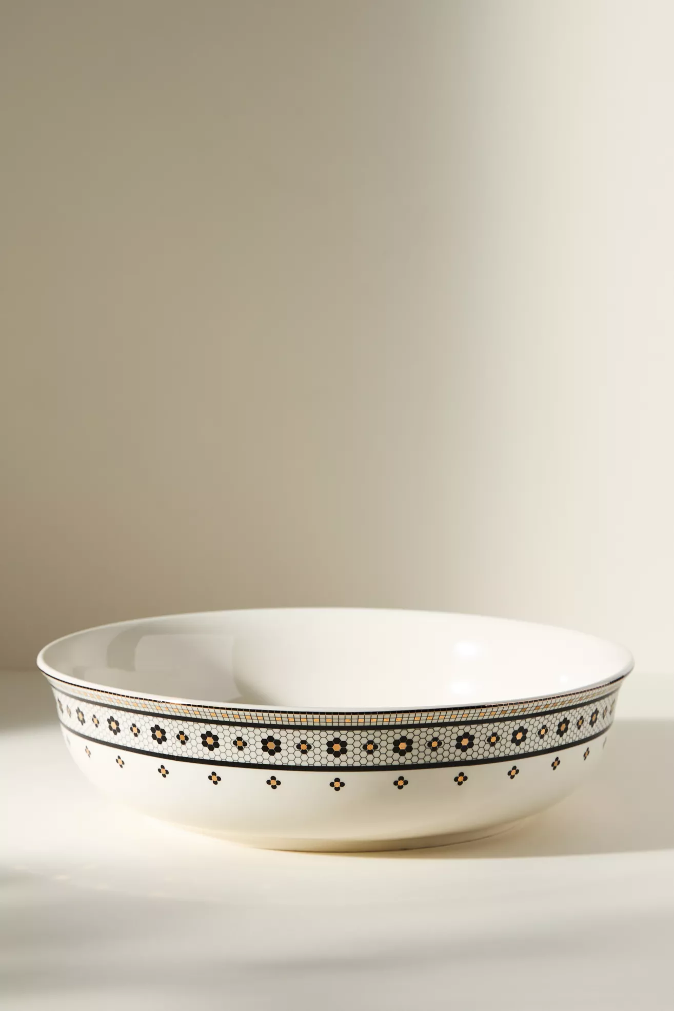 Bistro Tile Stoneware 24k Gold Accent Serving Bowl