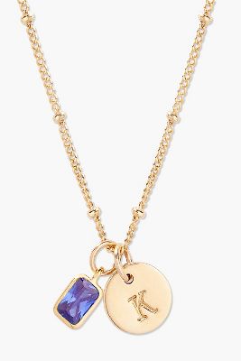 Custom Birthstone Initial Necklace