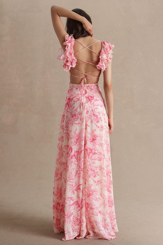 【Mac Duggal】フラッタースリーブ フローラル エンブロイダード Mac Duggal Floral Embellished Flutter Cap Sleeve Dress