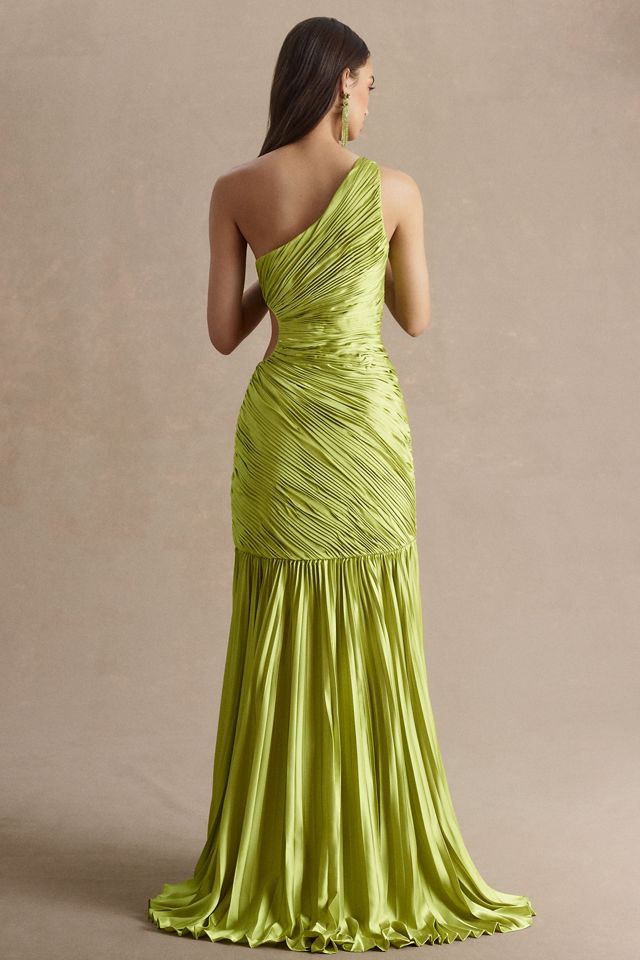 Mac Duggal One-Shoulder Pleated Cutout Side-Slit Gown #2