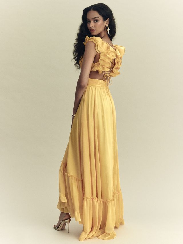 Mac Duggal Ruffle-Sleeve V-Neck A-Line Gown | Anthropologie