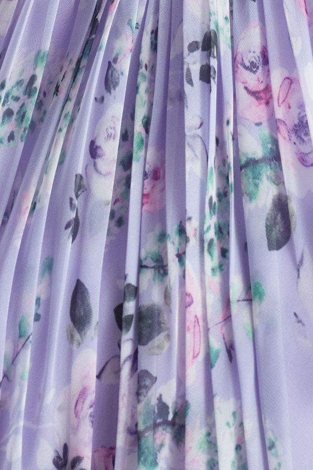 Mac Duggal Ruffled High-Neck Raglan-Sleeve Printed Chiffon Dress #3
