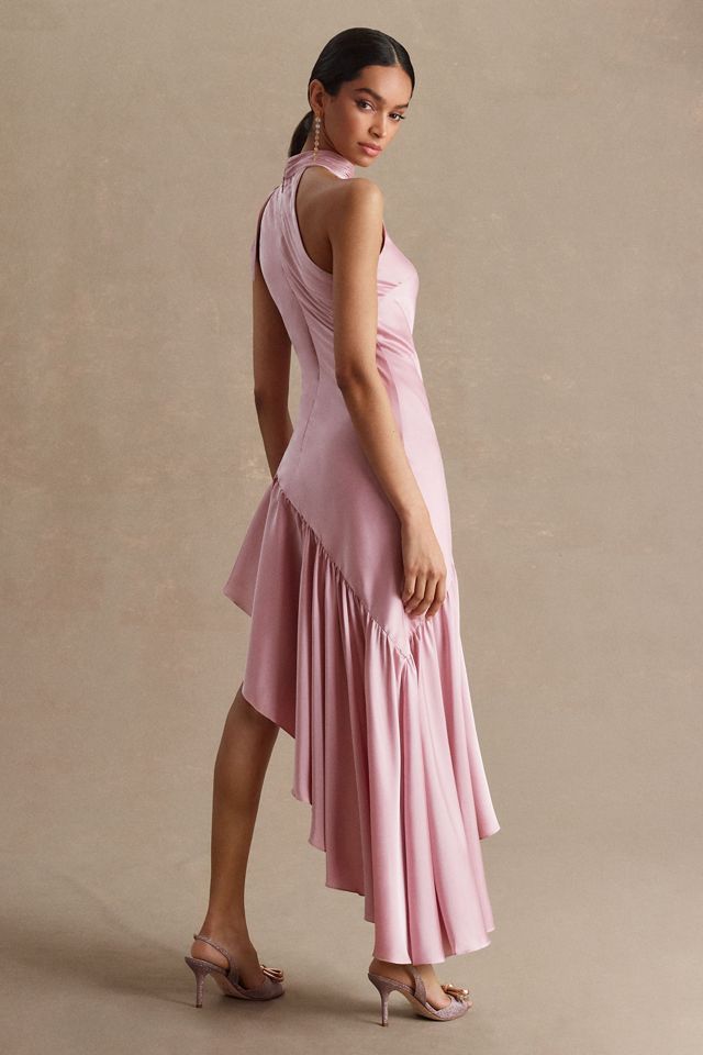 Ieena for Mac Duggal Ruffled Asymmetrical Halter Dress | Anthropologie