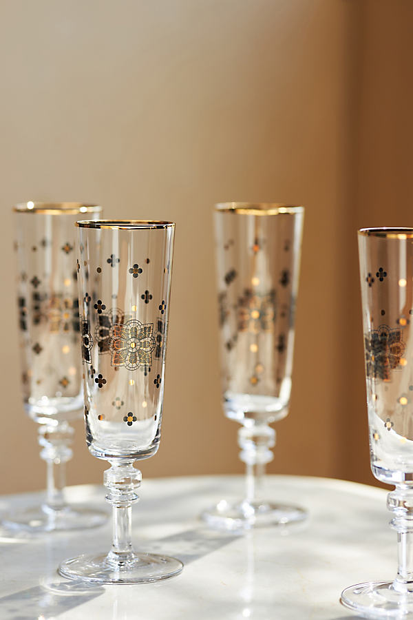 Bistro Tile Champagne Flute Glasses, Set of 4