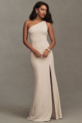 BHLDN HALLIE ONE-SHOULDER STRETCH CREPE MAXI GOWN 