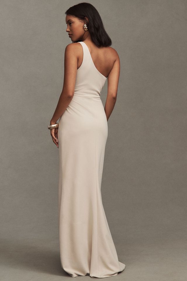 BHLDN Hallie One-Shoulder Stretch Crepe Maxi Gown #1
