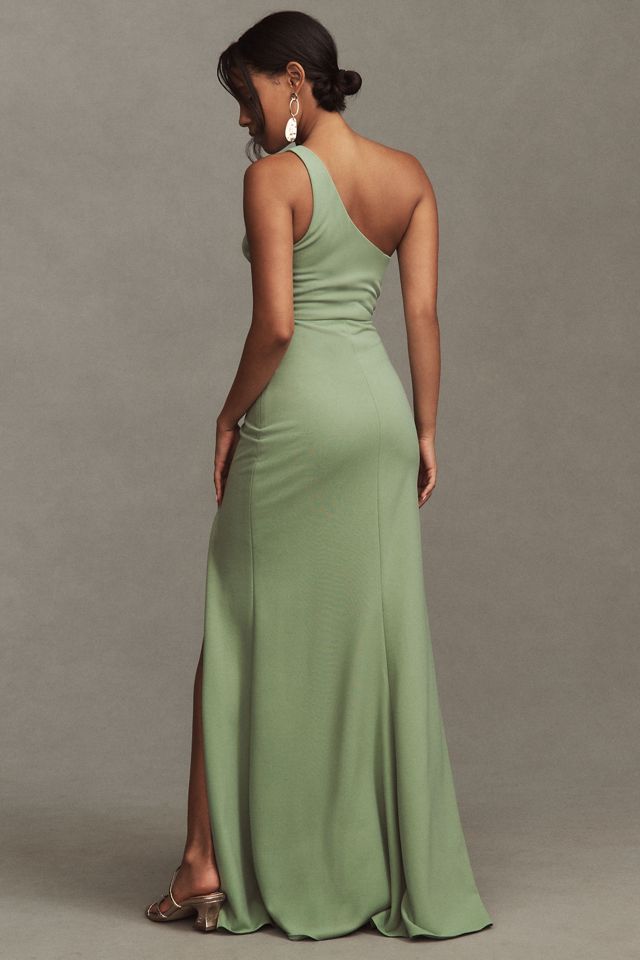 BHLDN Hallie One-Shoulder Stretch Crepe Maxi Gown #1
