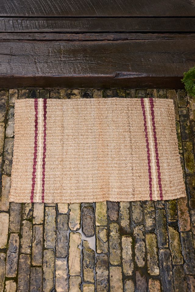 Red Stripe Jute Doormat #1