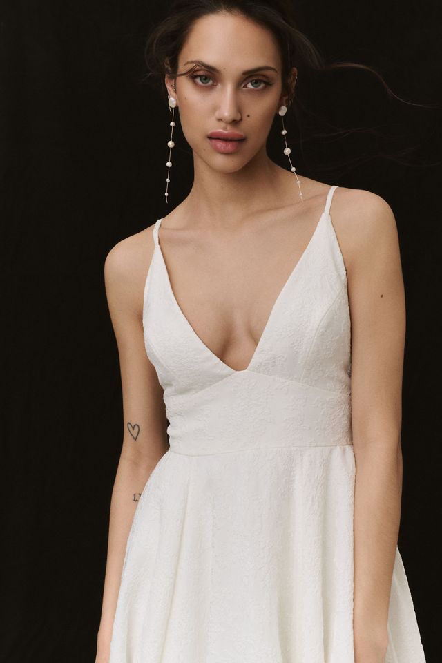 Jenny Yoo Persephone V-Neck A-Line Jacquard Wedding Gown #2
