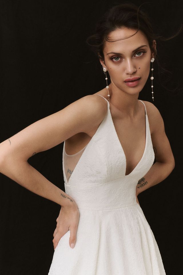 Jenny Yoo Persephone V-Neck A-Line Jacquard Wedding Gown #3