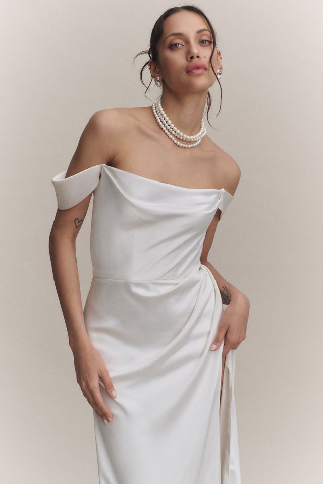 Jenny by Jenny Yoo Viviana Off-The-Shoulder Cowl-Neck Wedding Gown #1