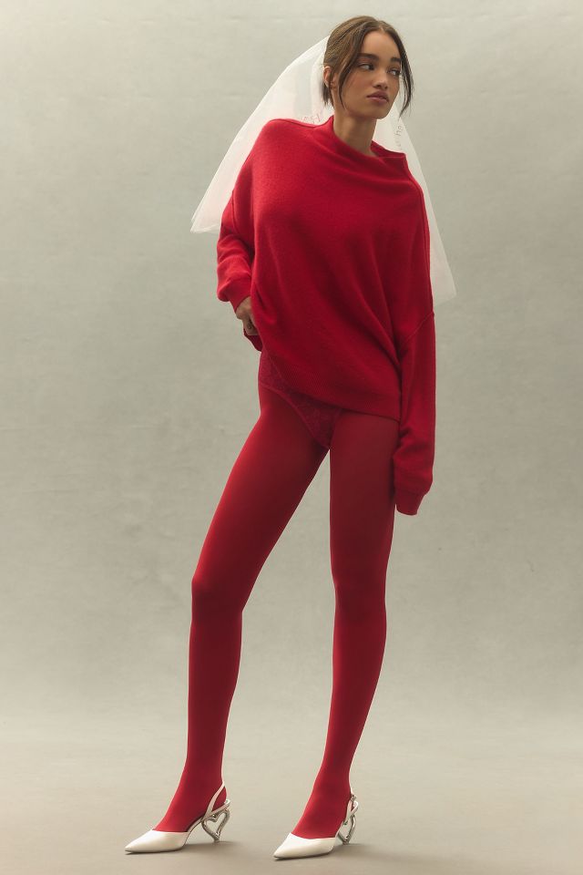 Opaque red tights