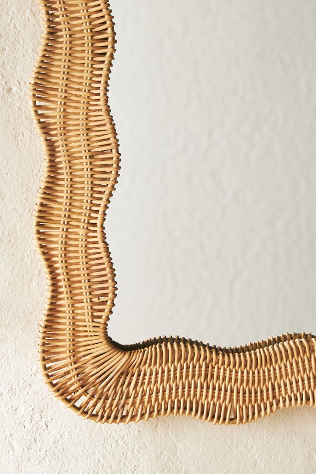 Linden Scalloped Handmade Rattan Wall Mirror #2